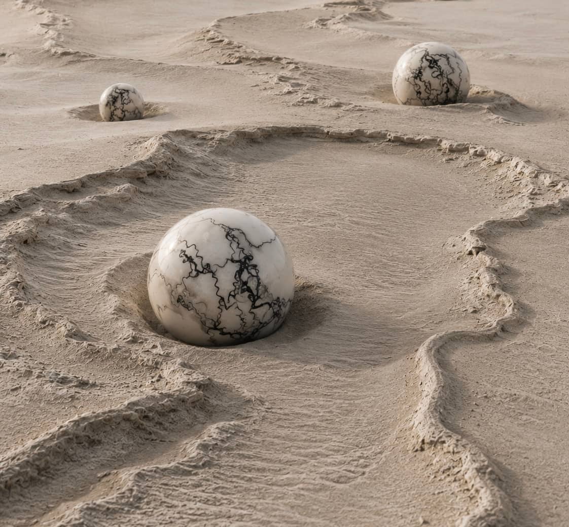 Installation — ceramic forms on plinth